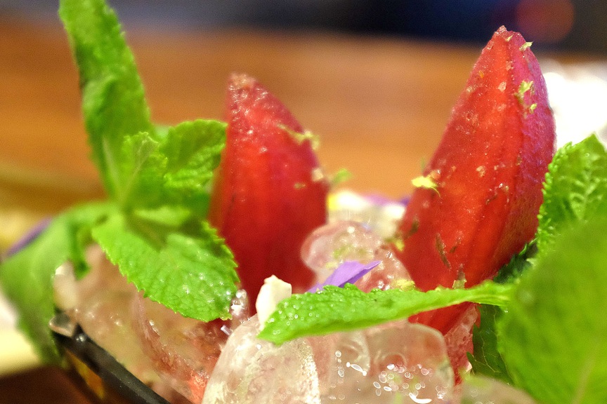 Sangria infused watermelon molecular gastronomy @ Tickets Bar Barcelona